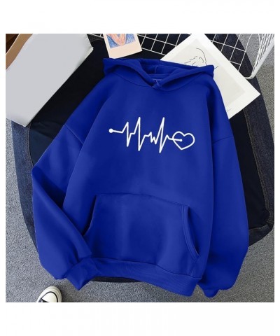 Womens Hooded Sweatshirts Cute Heart Print Athletic Workout Hoodies Pullover Y2K 2023 Fall Outfits Clothes 03 Blue $8.39 Acti...