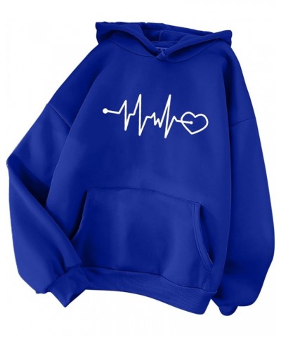 Womens Hooded Sweatshirts Cute Heart Print Athletic Workout Hoodies Pullover Y2K 2023 Fall Outfits Clothes 03 Blue $8.39 Acti...