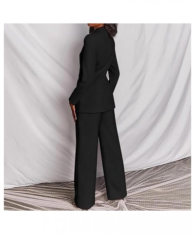 Womens Business Suit Solid Blazer 2 Piece Elegant Formal Work Pant Suits Casual Set Outfits 04 Black $17.96 Suits