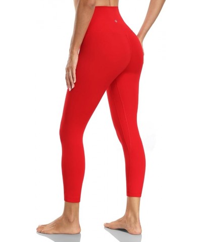 Essential High Waisted Yoga Capris Leggings, Tummy Control Workout Cropped Yoga Pants 19''/21'' Yoga Pro 21" True Red $10.70 ...