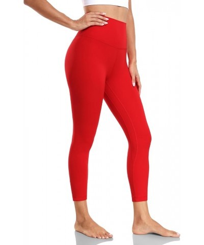 Essential High Waisted Yoga Capris Leggings, Tummy Control Workout Cropped Yoga Pants 19''/21'' Yoga Pro 21" True Red $10.70 ...