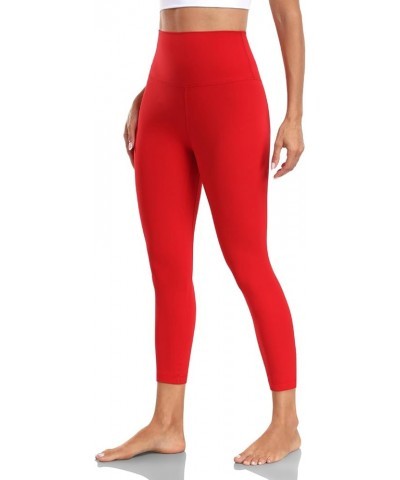 Essential High Waisted Yoga Capris Leggings, Tummy Control Workout Cropped Yoga Pants 19''/21'' Yoga Pro 21" True Red $10.70 ...