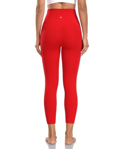 Essential High Waisted Yoga Capris Leggings, Tummy Control Workout Cropped Yoga Pants 19''/21'' Yoga Pro 21" True Red $10.70 ...