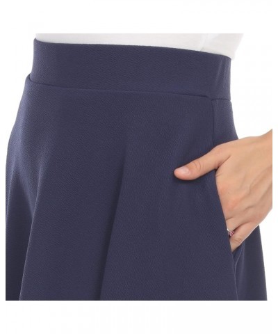 Women's Flared Midi Skirt with Pockets Navy $17.68 Skirts