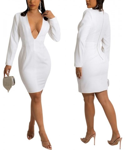 Women's Sexy Deep V Neck Bodycon Mini Dresses Casual Long Sleeve Wrap Club Cocktail Party Short Dress 10877-2white $17.81 Dre...