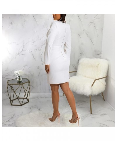 Women's Sexy Deep V Neck Bodycon Mini Dresses Casual Long Sleeve Wrap Club Cocktail Party Short Dress 10877-2white $17.81 Dre...