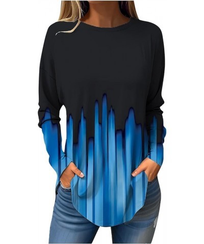 Womens Long Sleeve Tops Casual Loose Going Out Shirts Classic Basic Tees Trendy Ladies Crew Neck Blouses Pullover 2-royal Blu...