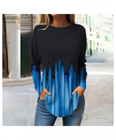 Womens Long Sleeve Tops Casual Loose Going Out Shirts Classic Basic Tees Trendy Ladies Crew Neck Blouses Pullover 2-royal Blu...