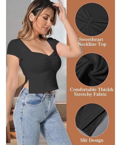 Women’s Crop Tops Cami Sexy Backless Basic V Neck Short Sleeve Causal Slim Fitted Y2K T Shirt Crop Tees Blouses Black $11.00 ...