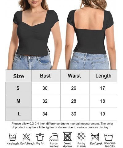 Women’s Crop Tops Cami Sexy Backless Basic V Neck Short Sleeve Causal Slim Fitted Y2K T Shirt Crop Tees Blouses Black $11.00 ...