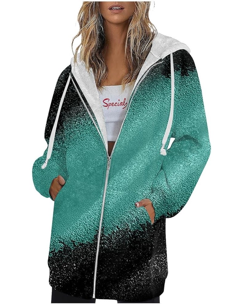 Zip Up Hoodie Women Fall Outwear Vintage Coat Hooded Activewear Printed Casual Jacket Sweatshirts with 2-sky Blue $10.97 T-Sh...