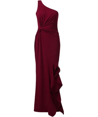 Wedding Guest Dresses for Women 2023 Fashion Summer One Shoulder Casual Split Maxi Dress Formal Evening Gowns B Red $11.66 Ac...