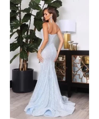 Sparkly Sequin Long Mermaid Prom Dresses for Women Spaghetti Straps Floor Length Glitter Formal Evening Party Gowns Green $32...