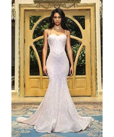 Sparkly Sequin Long Mermaid Prom Dresses for Women Spaghetti Straps Floor Length Glitter Formal Evening Party Gowns Green $32...