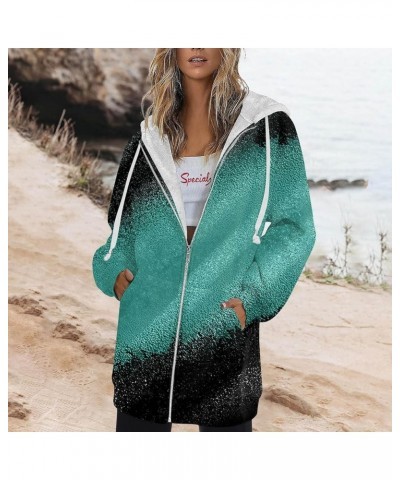 Zip Up Hoodie Women Fall Outwear Vintage Coat Hooded Activewear Printed Casual Jacket Sweatshirts with 2-sky Blue $10.97 T-Sh...