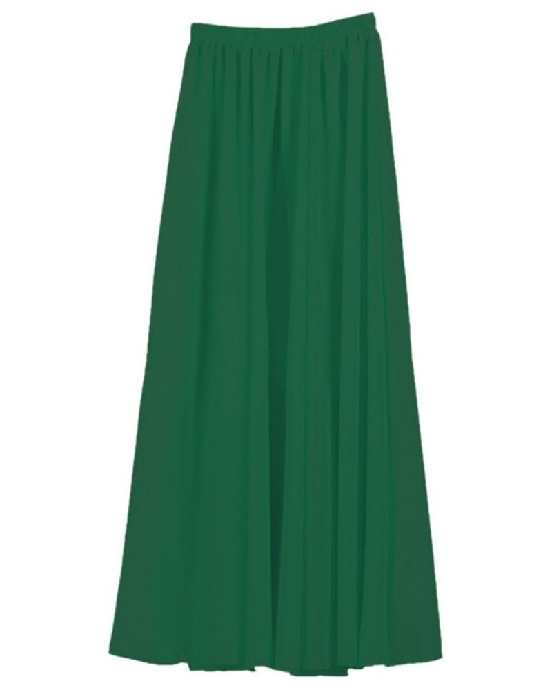 Women's Double Layer Retro Chiffon Long Skirt Elastic Waist Boho Skirt Dusty Green $11.50 Skirts