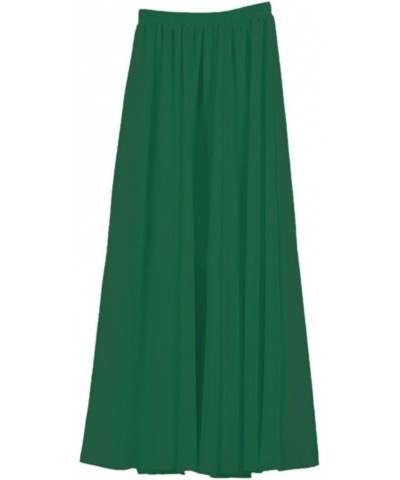 Women's Double Layer Retro Chiffon Long Skirt Elastic Waist Boho Skirt Dusty Green $11.50 Skirts