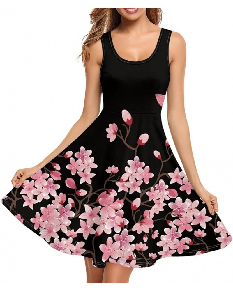 Womens Casual Summer Tank Sleeveless Knee Length Dress Cherry Blossom $14.00 Dresses