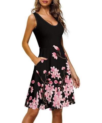 Womens Casual Summer Tank Sleeveless Knee Length Dress Cherry Blossom $14.00 Dresses