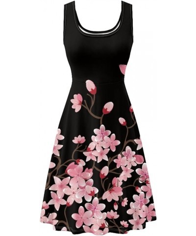 Womens Casual Summer Tank Sleeveless Knee Length Dress Cherry Blossom $14.00 Dresses