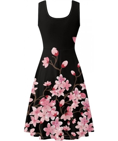 Womens Casual Summer Tank Sleeveless Knee Length Dress Cherry Blossom $14.00 Dresses