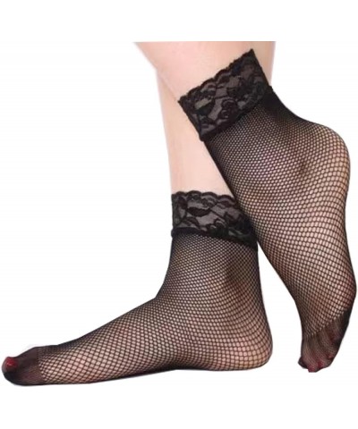 Womens Fishnet Socks Short Ankle Sock High Mesh Fishnet Hosiery 5 Pack/10 Pack S Net-3pack $9.35 Socks