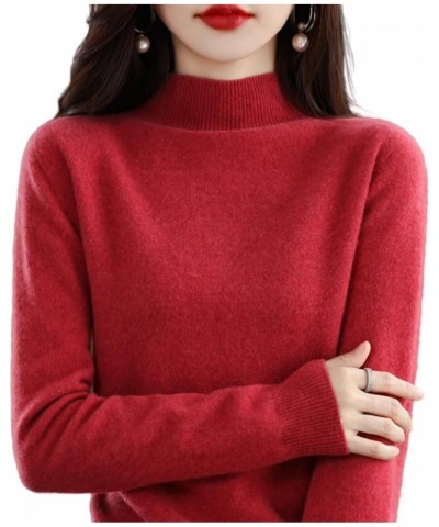 Cashmere Sweaters for Women 100% Cashmere Long Sleeve Crew Neck Soft Warm Pullover Knit Jumpers Wool Sweater Wine Red $15.51 ...