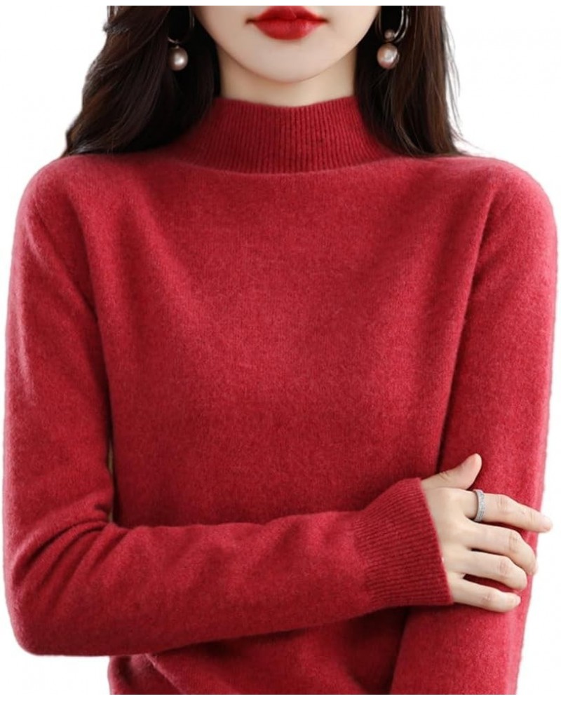 Cashmere Sweaters for Women 100% Cashmere Long Sleeve Crew Neck Soft Warm Pullover Knit Jumpers Wool Sweater Wine Red $15.51 ...