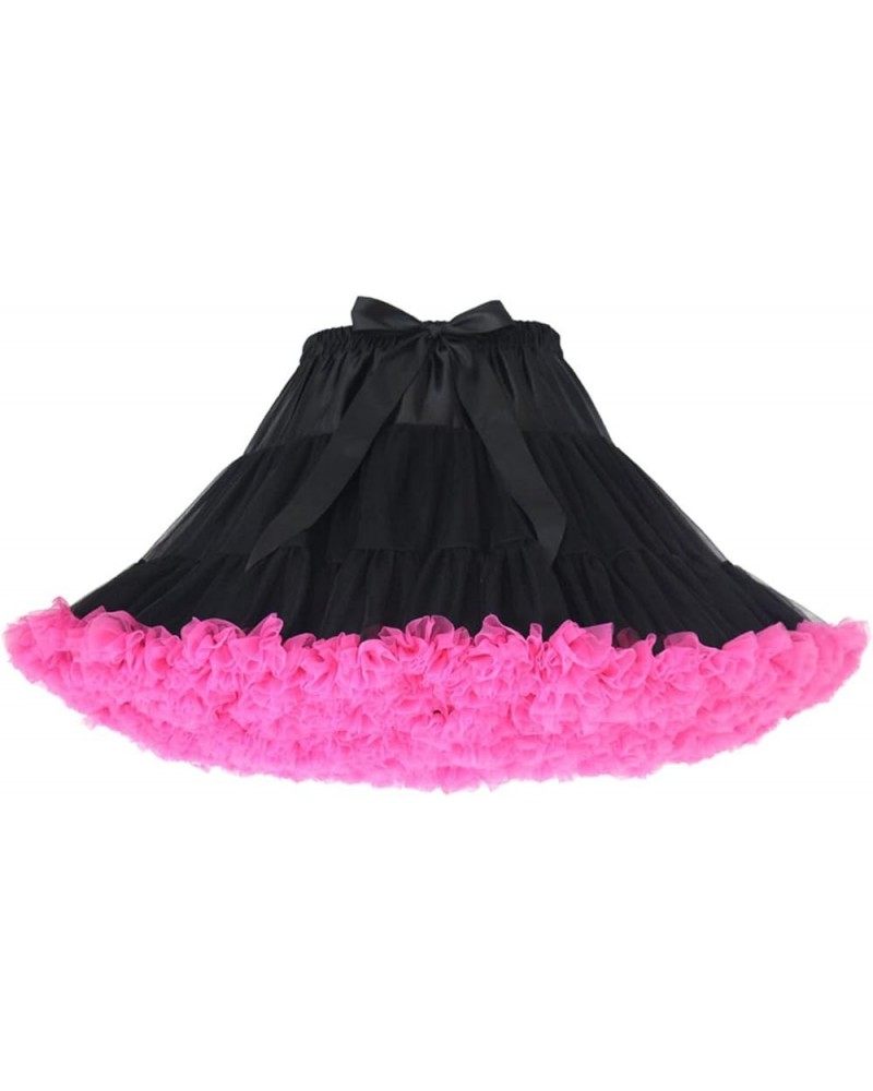 Women's Elastic Chiffon Petticoat Puffy Tutu Tulle Skirt Princess Ballet Dance Pettiskirts Underskirt Multi-Layer Black Rose ...