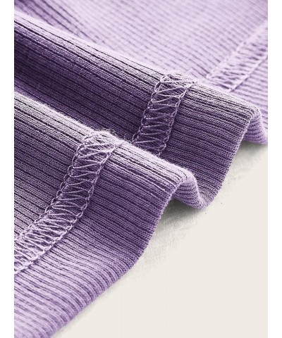 Women's Ribbed Knit Basic Y2K Crop Tube Top Sleeveless Strapless Casual Summer Tops Solid Lilac Purple $10.12 Tanks