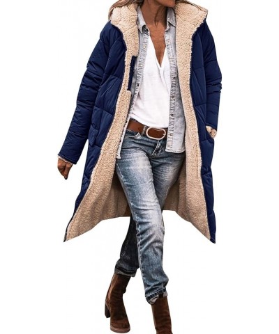 Women's Fleece Hoodie Long Coat 2023 Fashion Casual Zip Up Jacket With Pockets Winter Reversible Warm Outerwear A1-navy $27.2...