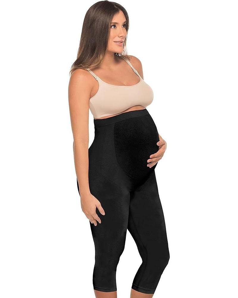 Women's Soft and Seamless Full Coverage Pregnancy Capri Underwear Leggings Black $24.78 Leggings