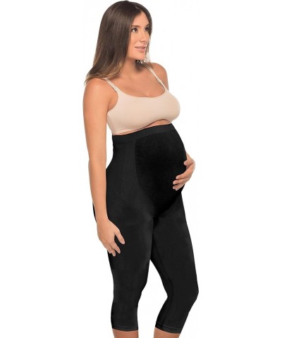 Women's Soft and Seamless Full Coverage Pregnancy Capri Underwear Leggings Black $24.78 Leggings