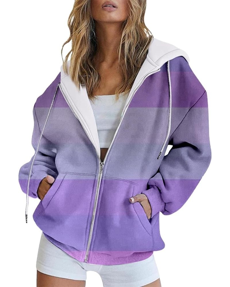 Women's Oversized Full Zip Hoodies Lightweight Casual Y2K Fashion Sweatshirts 2023 Fall Trendy Jackets Streetwear 23-multicol...