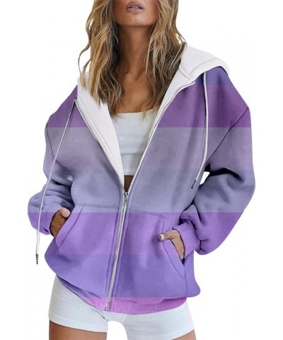 Women's Oversized Full Zip Hoodies Lightweight Casual Y2K Fashion Sweatshirts 2023 Fall Trendy Jackets Streetwear 23-multicol...