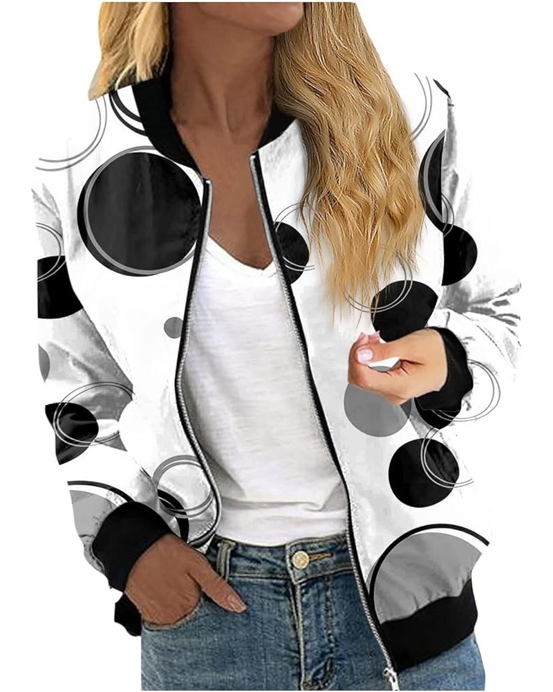 Women's Fall Zip Coat Jacket Fashion Casual Long Sleeve Lightweight Printed Outdoors Party Jacket with Pockets 02-black $10.9...