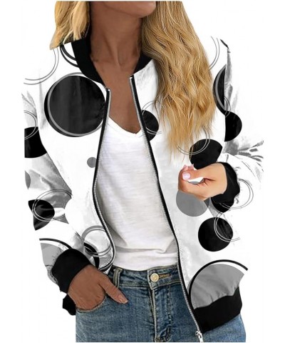 Women's Fall Zip Coat Jacket Fashion Casual Long Sleeve Lightweight Printed Outdoors Party Jacket with Pockets 02-black $10.9...