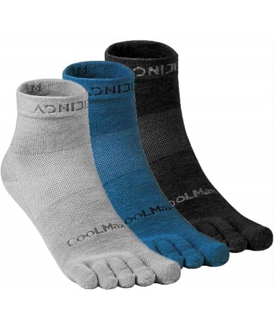 Running Ankle Toe Socks for Men and Women Lightweight Coolmax High Performance Five Finger Athletic Socks K1: 3 Pairs/Black,g...