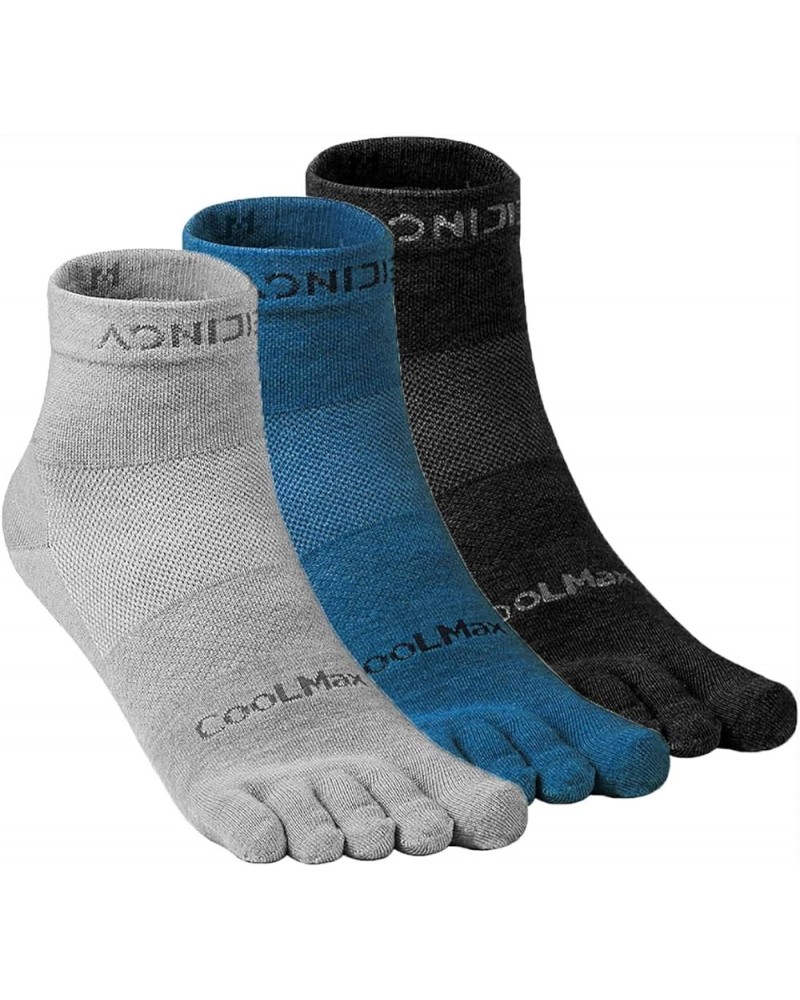 Running Ankle Toe Socks for Men and Women Lightweight Coolmax High Performance Five Finger Athletic Socks K1: 3 Pairs/Black,g...